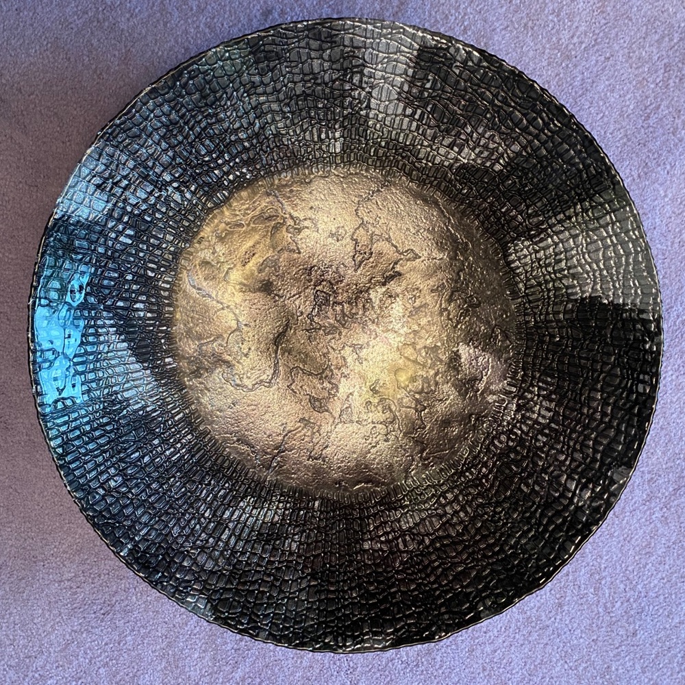 Black & metallic silver decorative bowl (NWOT)